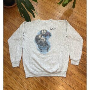 Vintage 90s Large San Francisco California Ocean Otters Pullover Sweatshirt USA